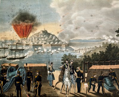 Risorgimento - Expédition des Mille ou Chemises rouges par Giuseppe Garibaldi - Siège de Gaète, Italie - Unknown artist