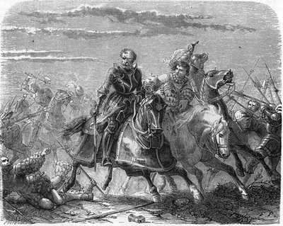 Robert de la Marck des Lansquenets, emportant le corps de son fils des Suisses. Gravure du 19ème siècle - Unknown artist
