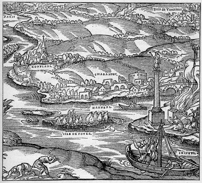 Gaule romaine : un monument construit par les marins parisiens sous le règne de Tibère, à la confluence de la Seine et de la Marne. Gravure dans "La Marine et les colonies : commerce" - Unknown artist