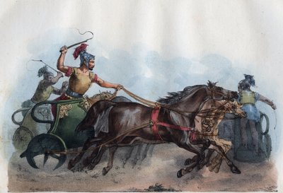 Course de chars romains ou course de Biga (Bige) - gravure de 