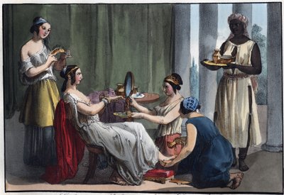 Dame romaine à sa toilette - gravure de « Usi e Costumi di Tutti i Popoli dell