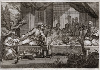 Bible de Royaumont, Nouveau Testament : Dîner chez Simon le Pharisien. Illustration de 1811. - Unknown artist