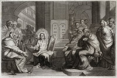 Bible de Royaumont, Nouveau Testament : Jésus dans le Temple parmi les docteurs - Unknown artist