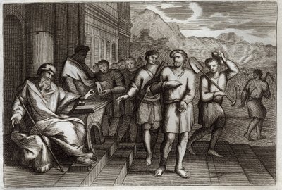 Bible de Royaumont, Nouveau Testament : Parabole des ouvriers de la onzième heure. Illustration de 1811. - Unknown artist