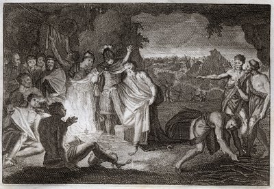 Bible de Royaumont, Nouveau Testament : Naufrage de Saint Paul. Il est mordu par une vipère sans aucun mal. Illustration de 1811. - Unknown artist