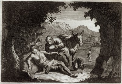 Bible de Royaumont, Nouveau Testament : La parabole du Bon Samaritain. Le Samaritain s