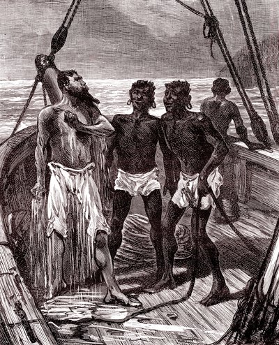 Transport de caoutchouc sur le fleuve Maroni, Guyane - Unknown artist
