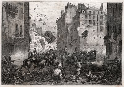 Rue Saint-Antoine pendant les Trois Glorieuses (juillet 1830) - Révolution de 1830 Combats de barricades rue Saint-Antoine en 1830 - Unknown artist