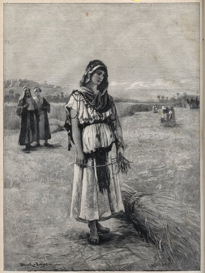 Ruth travaillant dans le champ de Booz (Ruth et Booz) - gravure d