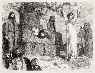 Sacrifice humain par des druides - dans « La Bretagne ancienne et moderne » de Pitre-Chevalier, édité par W. Coquebert - Unknown artist