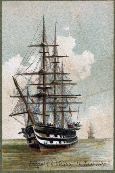 Frégate à voile Le Tourville en 1787. Chromolithographie du 19ème siècle - Unknown artist
