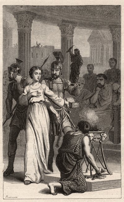 Sainte Blandine - Sainte Blandine (martyre 177) refuse de sacrifier aux idoles - gravure dans « Les Femmes Illustres de France » par Oscar Havard - 1886 - Unknown artist