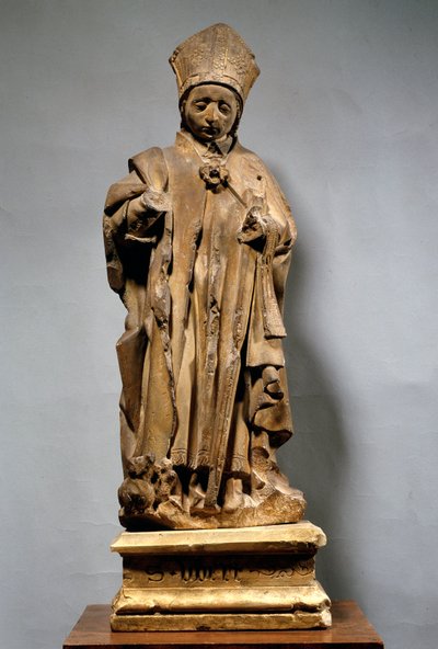 Saint Hubert en évêque Sculpture en bois - Unknown artist