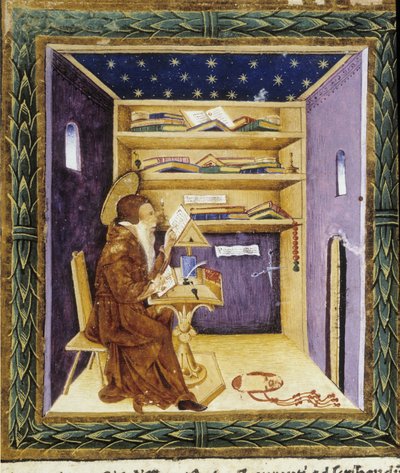 Saint Jérôme à son écriture - miniature - Unknown artist
