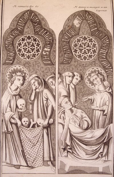 Saint Louis ramasse des os et donne de la nourriture aux lépreux - Unknown artist