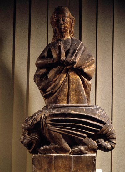 Sainte Marguerite victorieuse du démon. Sculpture en pierre du 15ème siècle. Musée Vivenel, Compiègne - Unknown artist