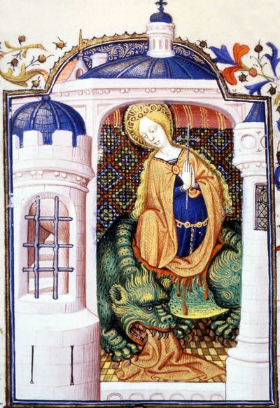 Sainte Marthe et le monstre Tarasque. Manuscrit du XVe siècle - Unknown artist