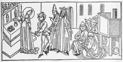 Saint Matthieu. Gravure de «Leben der Heiligen - sommerteil» (Le livre des saints) par Jacobus (Jacques) de Voragine (1228-1298). Lubeck 1488 - Unknown artist