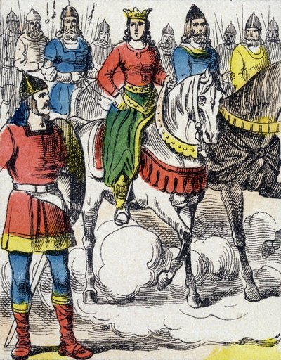 Sainte Clotilde (475-545) fuit la tutelle de son oncle Gondebaud, roi des Burgondes (480-516), meurtrier de sa famille - Unknown artist