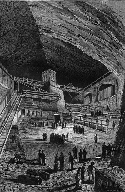 Mines de sel de Wieliczka, Pologne. Gravure dans "Nature" - Unknown artist