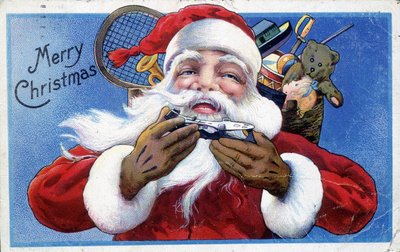 Père Noël et sa hotte de jouets - Carte postale américaine, fin du XIXe siècle - Unknown artist