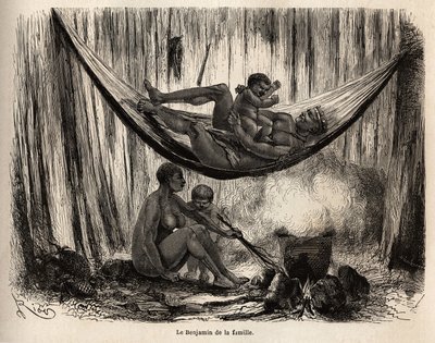 Scène de la vie familiale des Indiens Yahuas de la mission de San José (Pérou), l