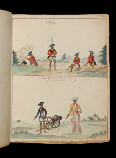 Cipayes, un artilleur indigène et un serang (contremaître) - Unknown artist