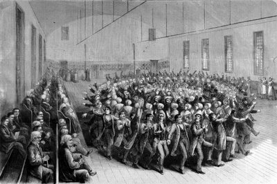 Procession religieuse des Shaking Quakers (danse) à New York. Illustration du 19ème siècle - Unknown artist