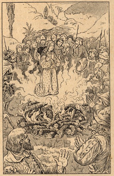 Elle reste au milieu des flammes... Sainte Rose de Viterbo (1233-1252). Gravure de la fin du XIXe siècle. Collection privée. - Unknown artist