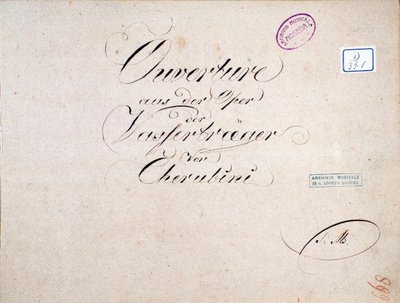 Partition de Les deux journées (ouverture), opéra de Luigi Cherubini - Unknown artist
