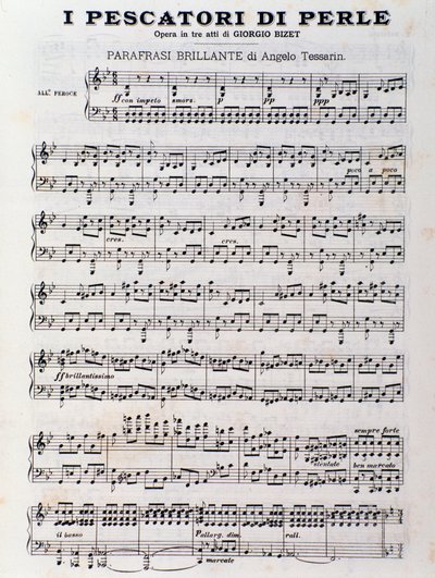 Page de partition pour Les Pêcheurs de perles, opéra de Georges Bizet - Unknown artist