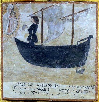 Navire sauvé de la tempête. Ex-voto du 16ème siècle du Sanctuaire de la Madonna del Monte à Cesena (Forlì). - Unknown artist