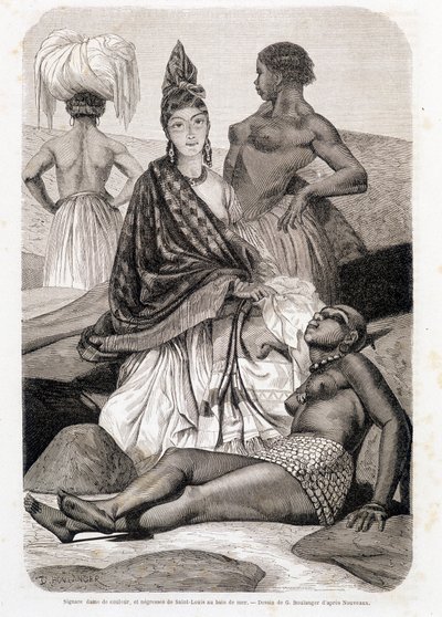 Dame signare de couleur et négresse de Saint Louis au bain de mer - dans "Le Tour du Monde" - Unknown artist