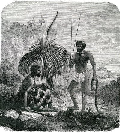 Chasseurs de serpents en Australie. Gravure 1868 - Unknown artist