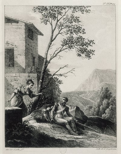 Femme espagnole avertissant un soldat de l