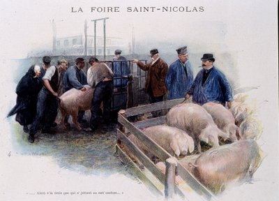 Foire de Saint-Nicolas : Marché aux cochons en Bretagne - Unknown artist