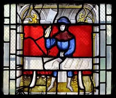Vitrail montrant un boucher au travail, fin 15ème-début 16ème siècle - Chapelle Sainte Claude de l