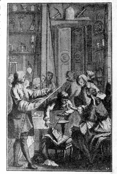 Expérience de Stephen Gray sur la conductivité électrique du corps humain. Gravure du 19ème siècle - Unknown artist