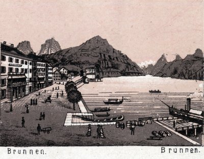 Suisse : vue de la ville de Brunnen - Unknown artist