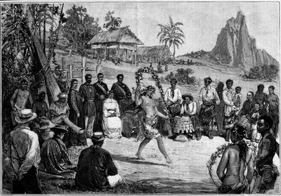 Tahiti : danses thaïes à Papeete, devant la cour du roi Pomare V - Unknown artist