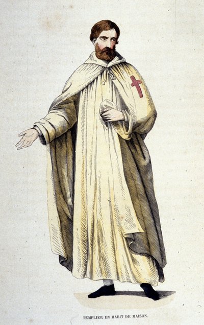 Templier en robe de maison, gravure du XIXe siècle - Unknown artist