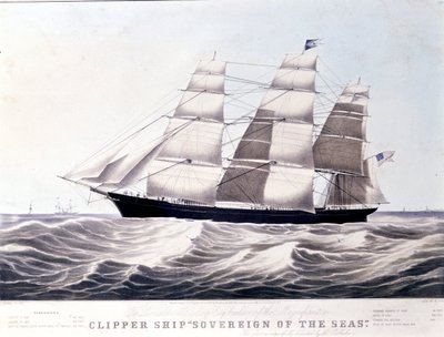 Le clipper américain Sovereign of the Sea vers 1852. Lithographie du 19ème siècle - Unknown artist