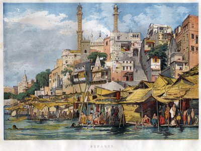 Le ghat de Bénarès en Inde (actuelle Varanasi). Gravure de 1857. - Unknown artist