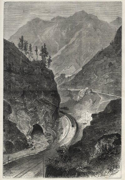 Le chemin de fer du Brenner (Brennero) au Tyrol (Tirolo - Tirol) - Gravure de 1867 - Unknown artist