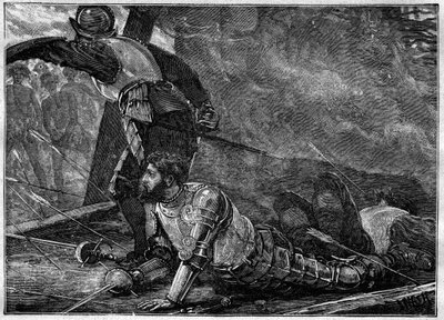 La mort de Juan de la Cosa (1460-1510), cartographe, conquistador et explorateur espagnol à Carthagène, Colombie - gravure de 1887 - Unknown artist