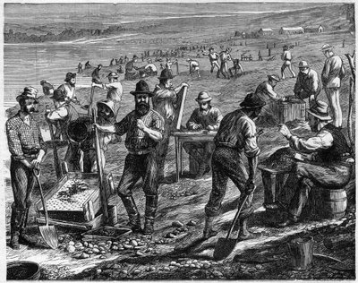 Les champs de diamants au Cap - Lavage des diamants - Lavage des diamants en Afrique du Sud au 19e siècle - Unknown artist