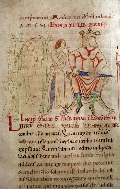 La Justice du Roi Entre 1098 et 1109 Un roi couronné assis sur un trône et tenant une épée, à côté d