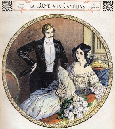 La Dame aux camélias par Alexandre Dumas fils, illustration de la fin du XIXe siècle après le journal des romans. - Unknown artist