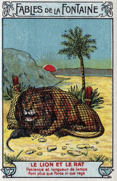 Le Lion et le Rat - Fables de Jean de La Fontaine (1621-95) - Chromolithographie de la fin du 19e siècle Collection privée - Unknown artist