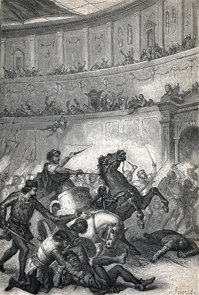 Le Massacre de Thessalonique en 390. Gravure 1884 - Unknown artist